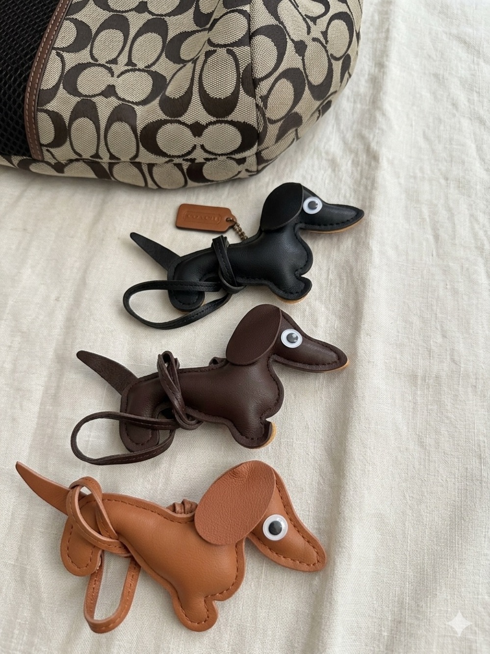 Dachshund Key/ bag Charms — Black, Brown, Tan ( pick one)